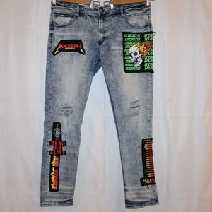 Rockstar Original Blue Denim Distressed Graphic Jeans